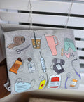 Short Sleeve Nurse T Shirts with Medical Doodles gray