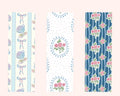 Set of four patterned paper designs with floral and decorative elements on a pink background.coquette-floral-bookmarks