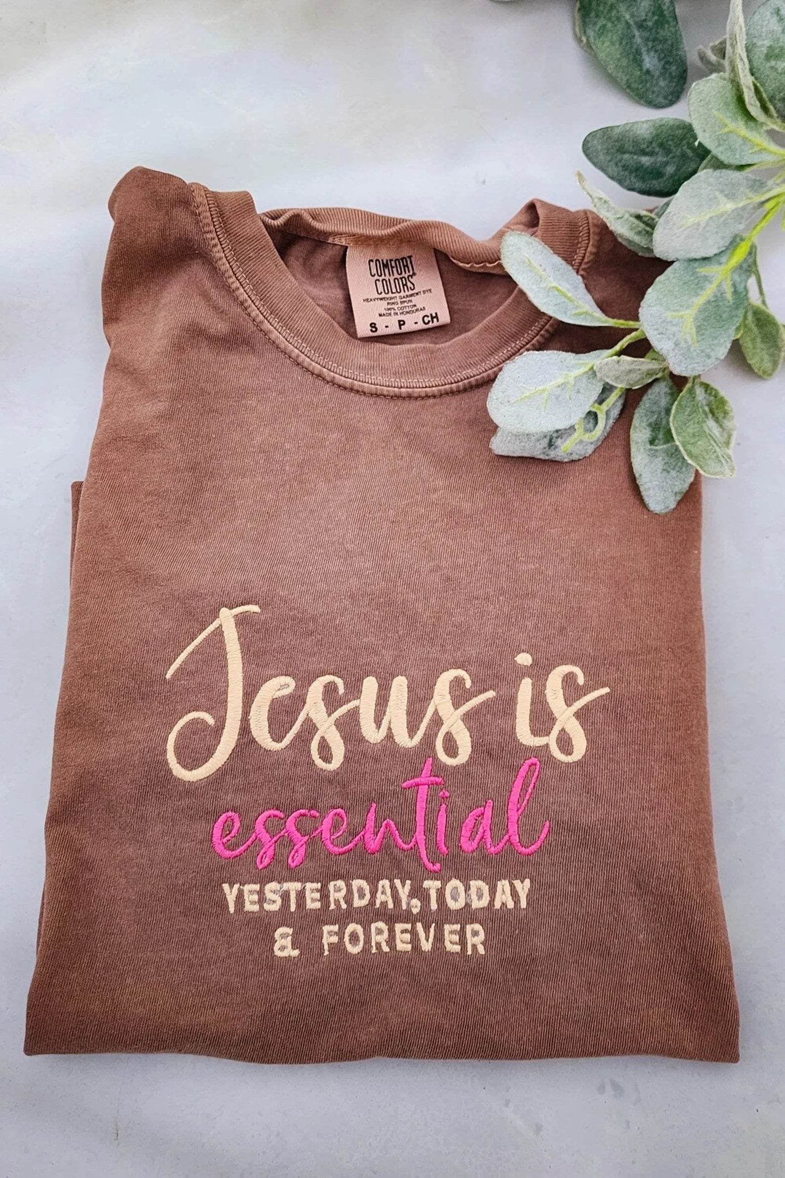 embroidered women's jesus tee lifestyle image