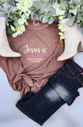 embroidered women's jesus tee lifestyle image