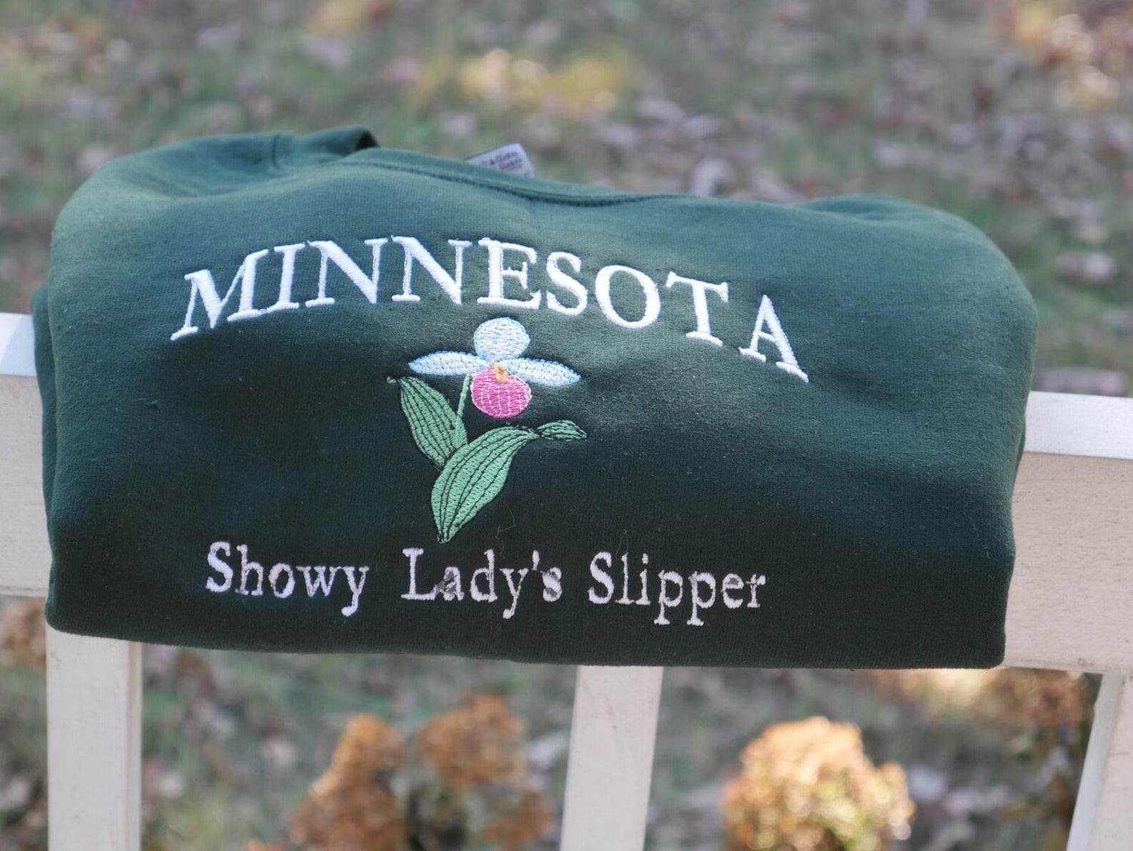 Cozy Minnesota sweatshirt for women – state flower print