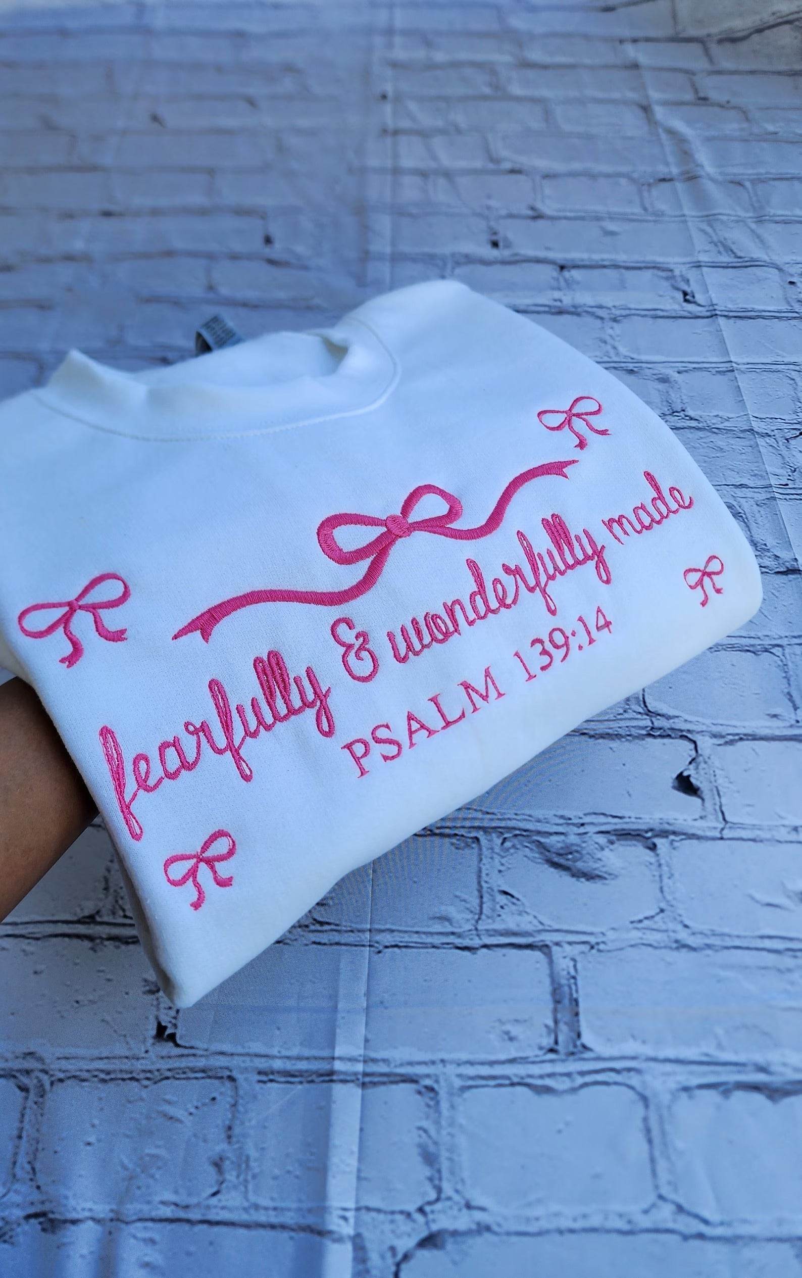 Psalm 139 oversized bow sweatshirt for women winter wear