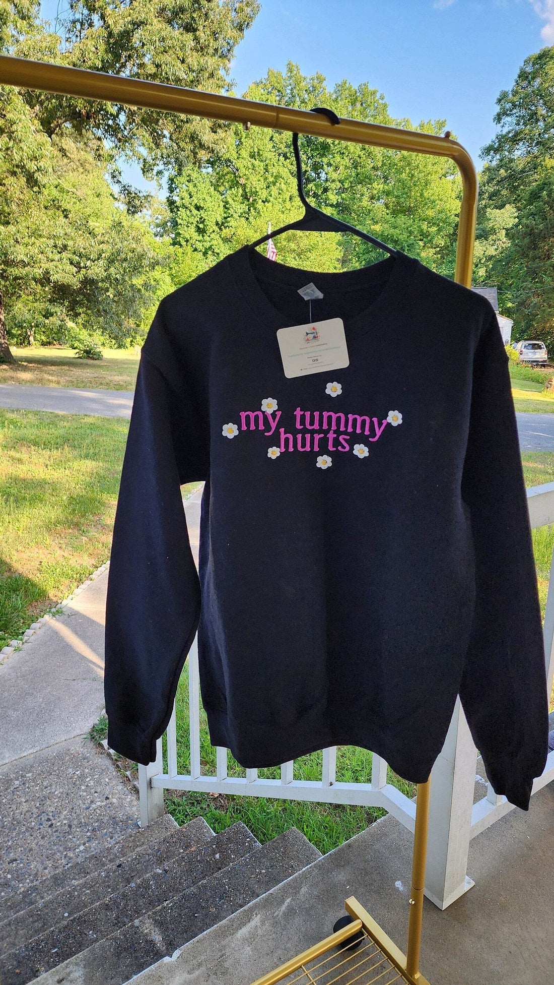 Best Sweatshirt for Women | Embroidered My Tummy Hurts USA