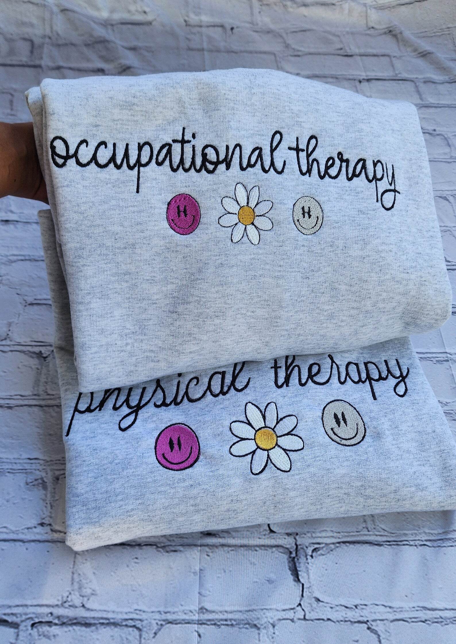 DPT Occupational Therapy emoji flower sweatshirt for women
