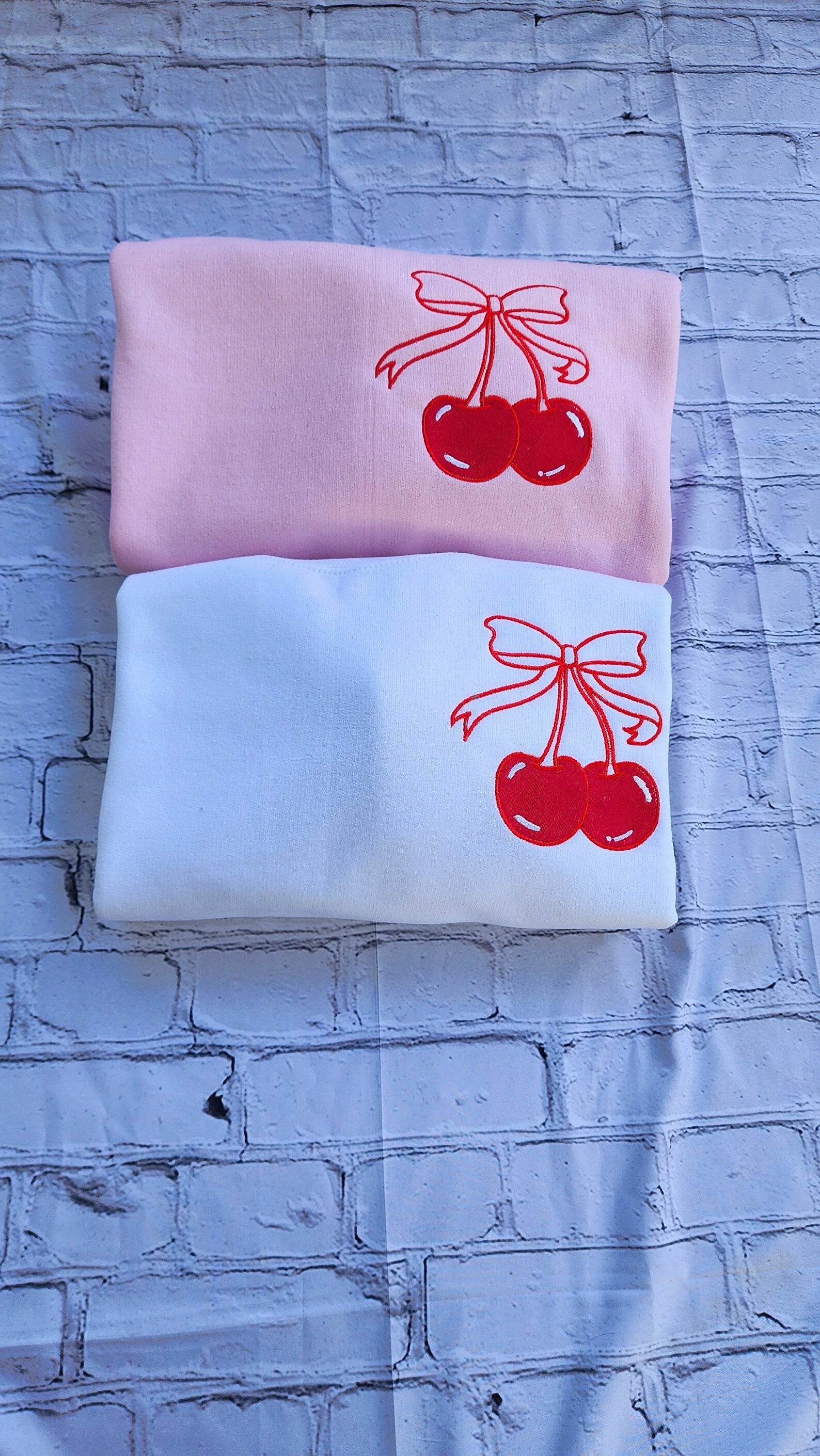 Pink Cherry Bow Sweatshirt – Front View