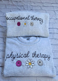 Stylish DPT sweatshirt with colorful emoji flower design