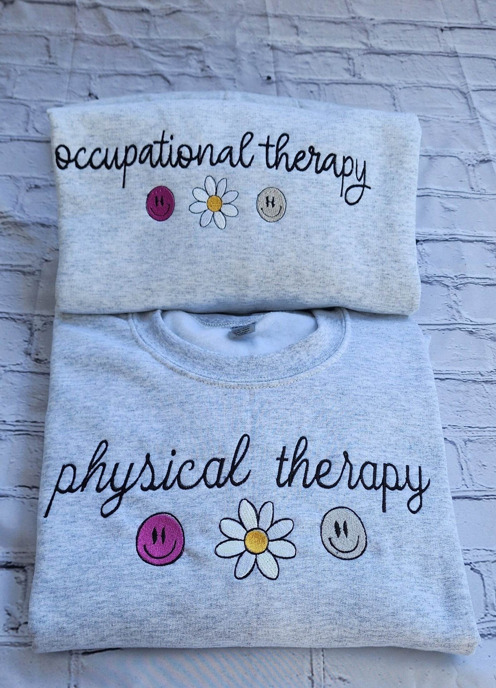 Stylish DPT sweatshirt with colorful emoji flower design