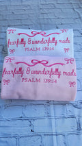 Cozy winter sweatshirt with Psalm 139 and cute bow design