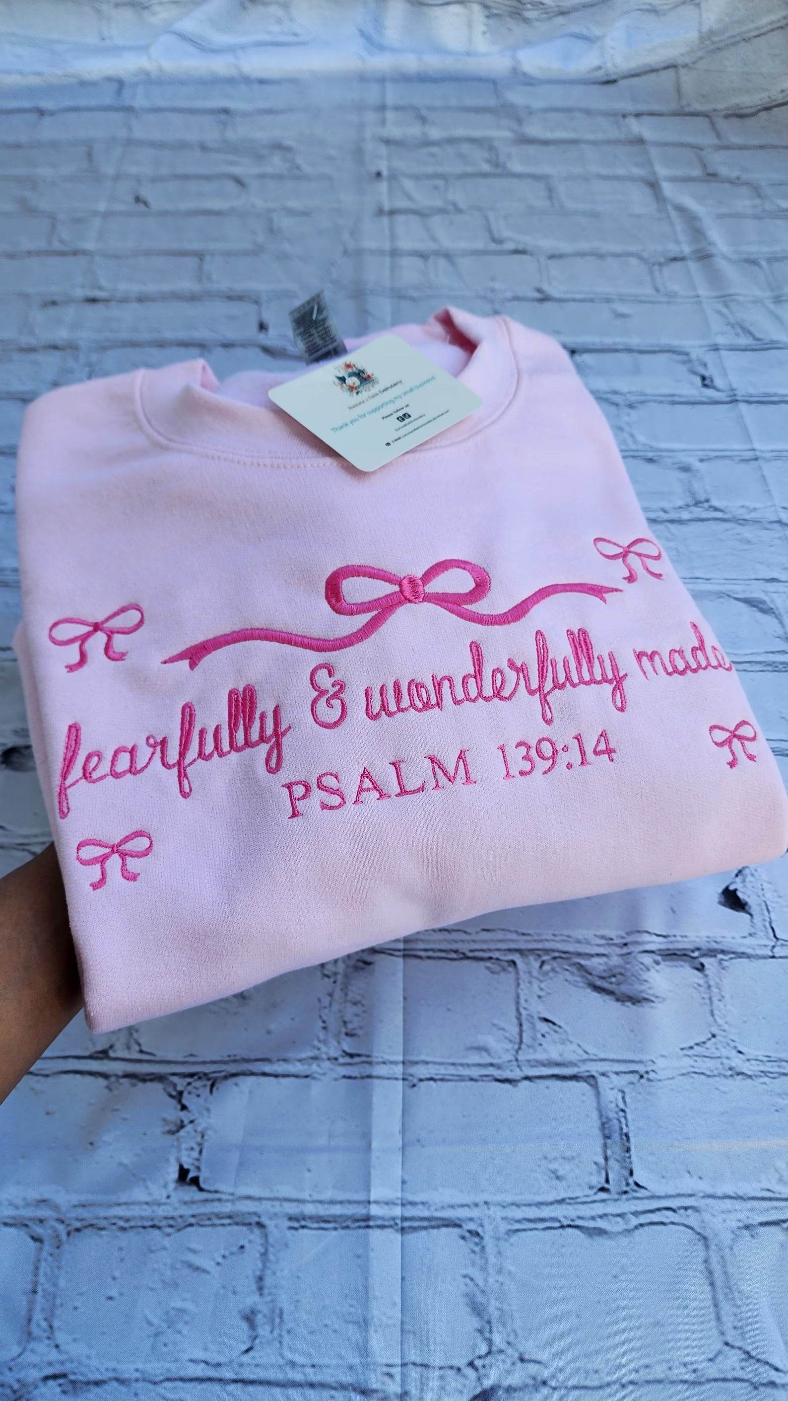 Warm winter sweatshirt featuring Psalm 139 scripture