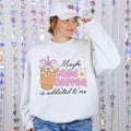 Best Women Sweatshirt | Iced Coffee Pink & White Crewneck