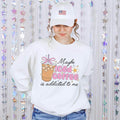 Iced coffee graphic crewneck sweatshirt in pink