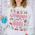 Side view of Literally Just a Girl sweatshirt for girls