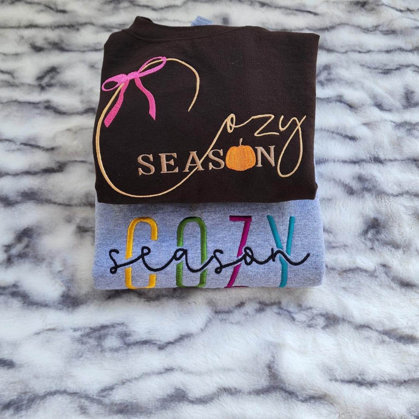 Cozy Season Fall Embroidered Sweatshirt for Comfort colours