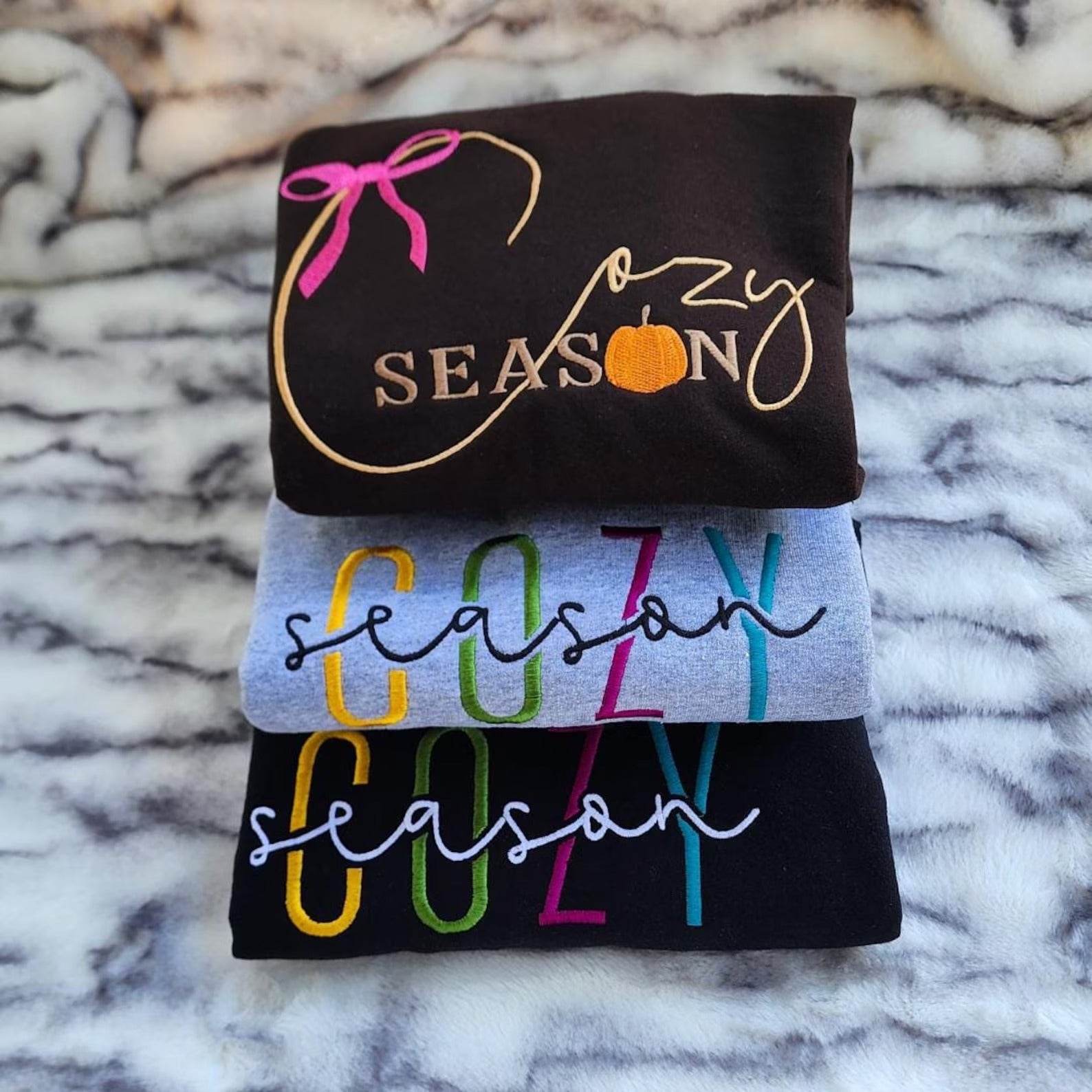 Cozy Season Fall Embroidered Sweatshirt for Comfort collectios