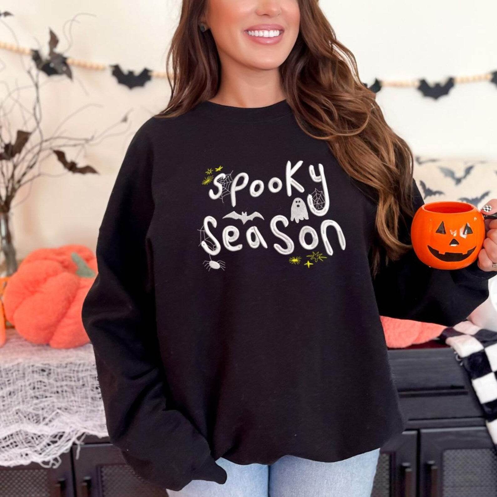 Cozy spooky season sweatshirt for women