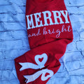 Merry and bright bright red sweatshirt for girls close-up