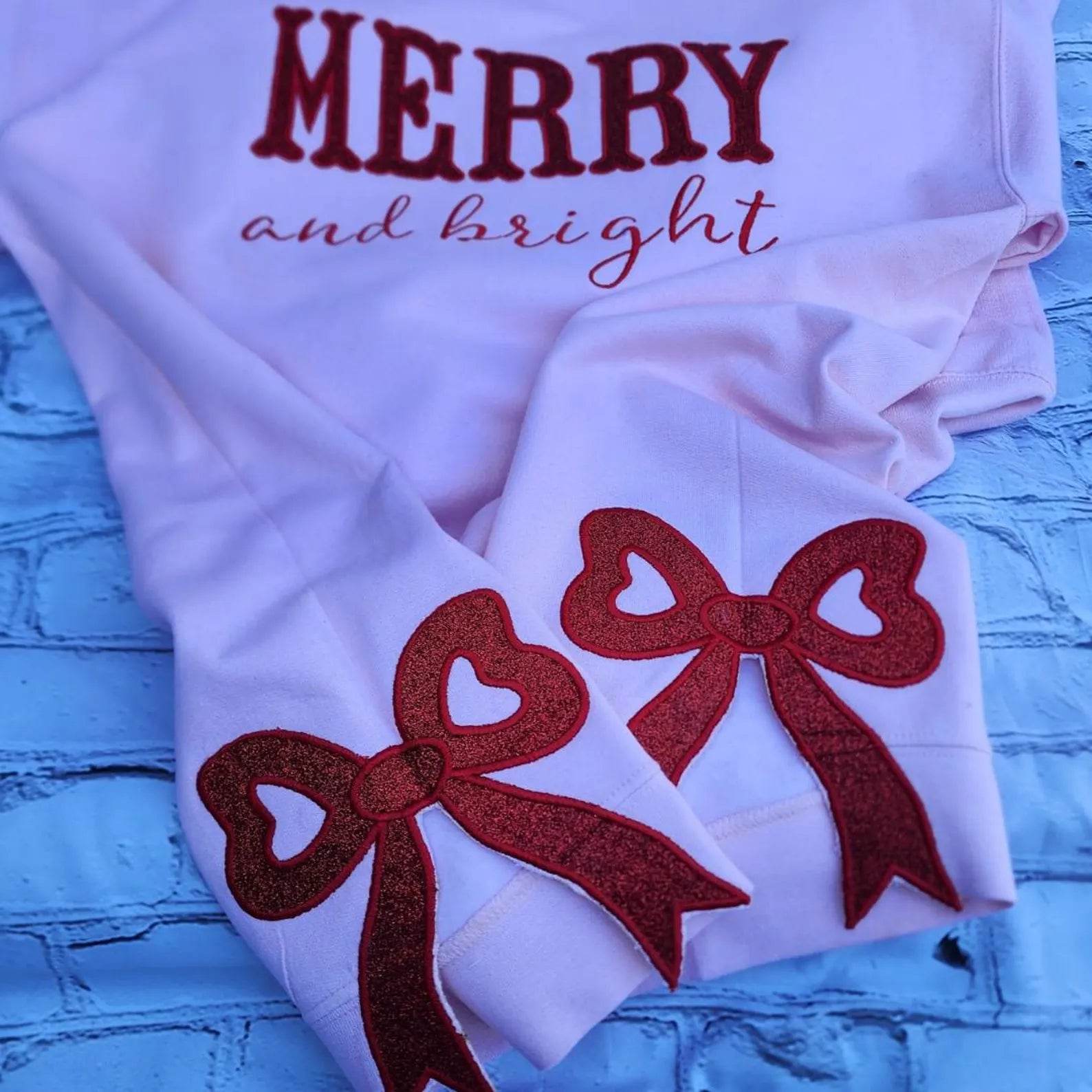 Bright pink sweatshirt styled for girls’ holiday celebrations