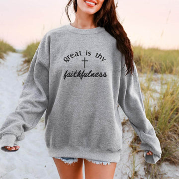 Great Is Thy Faithfulness Embroidered Faith Sweatshirt main 