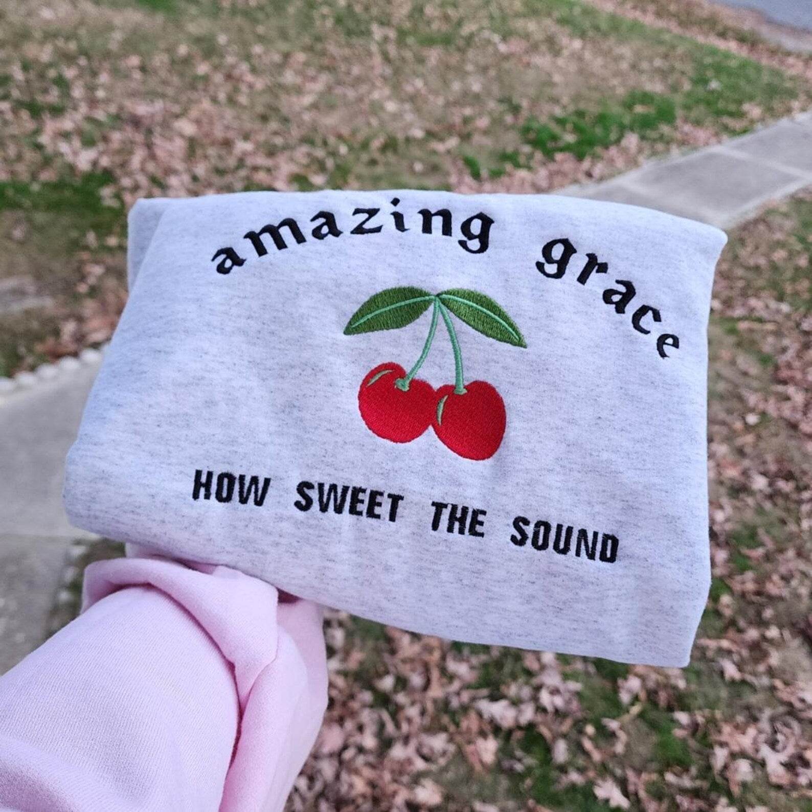 Amazing Grace Christian Crewneck Soft Sweatshirt close picture