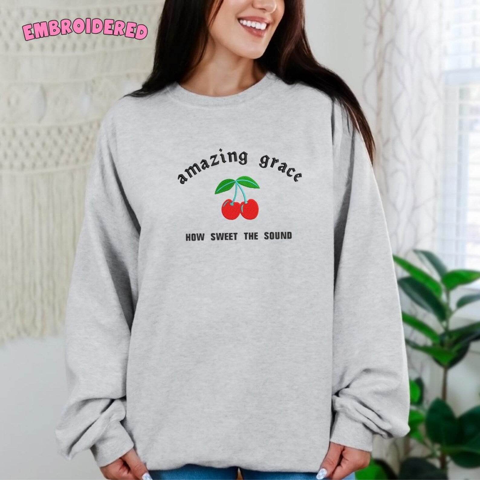 Amazing Grace Christian Crewneck Soft Sweatshirt full 
