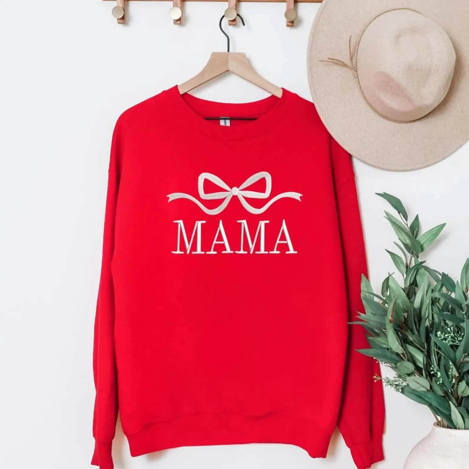 Bow Mama Sweatshirt – Personalized Crewneck red full