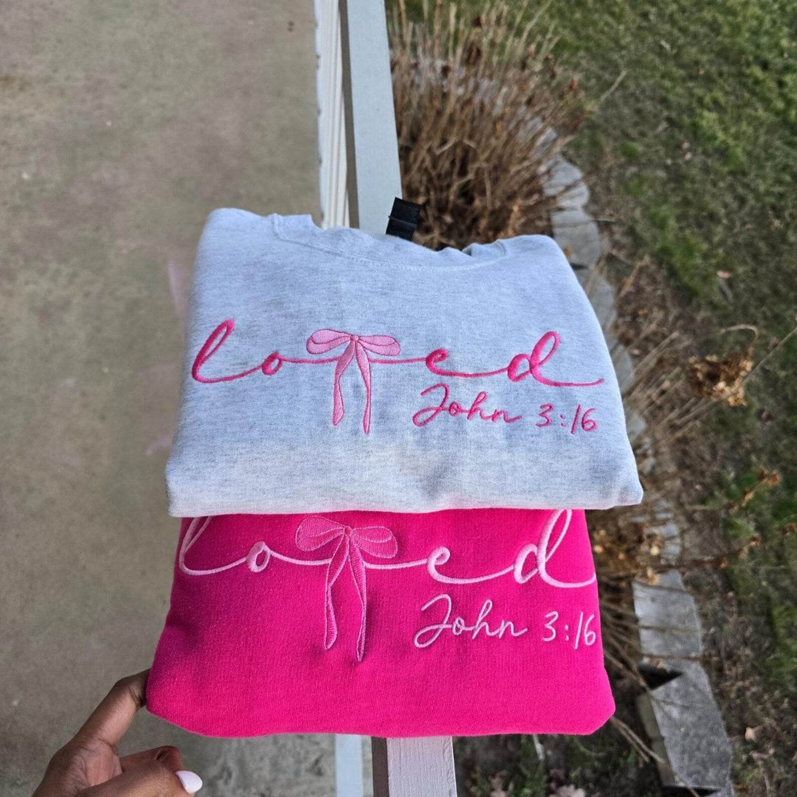 Coquette Christian Loved Bow Sweatshirt for Faith colours 