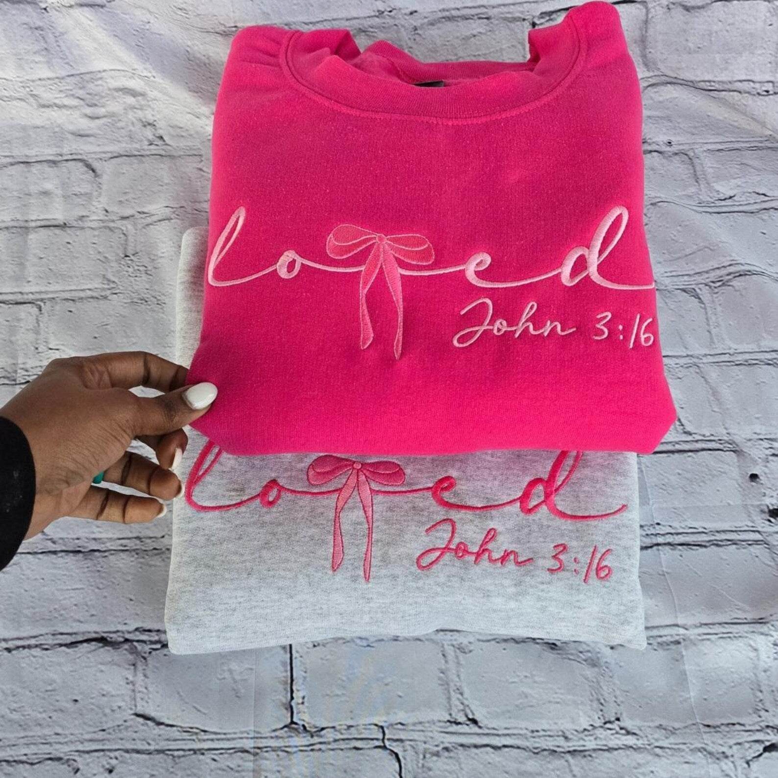 Coquette Christian Loved Bow Sweatshirt for Faith 