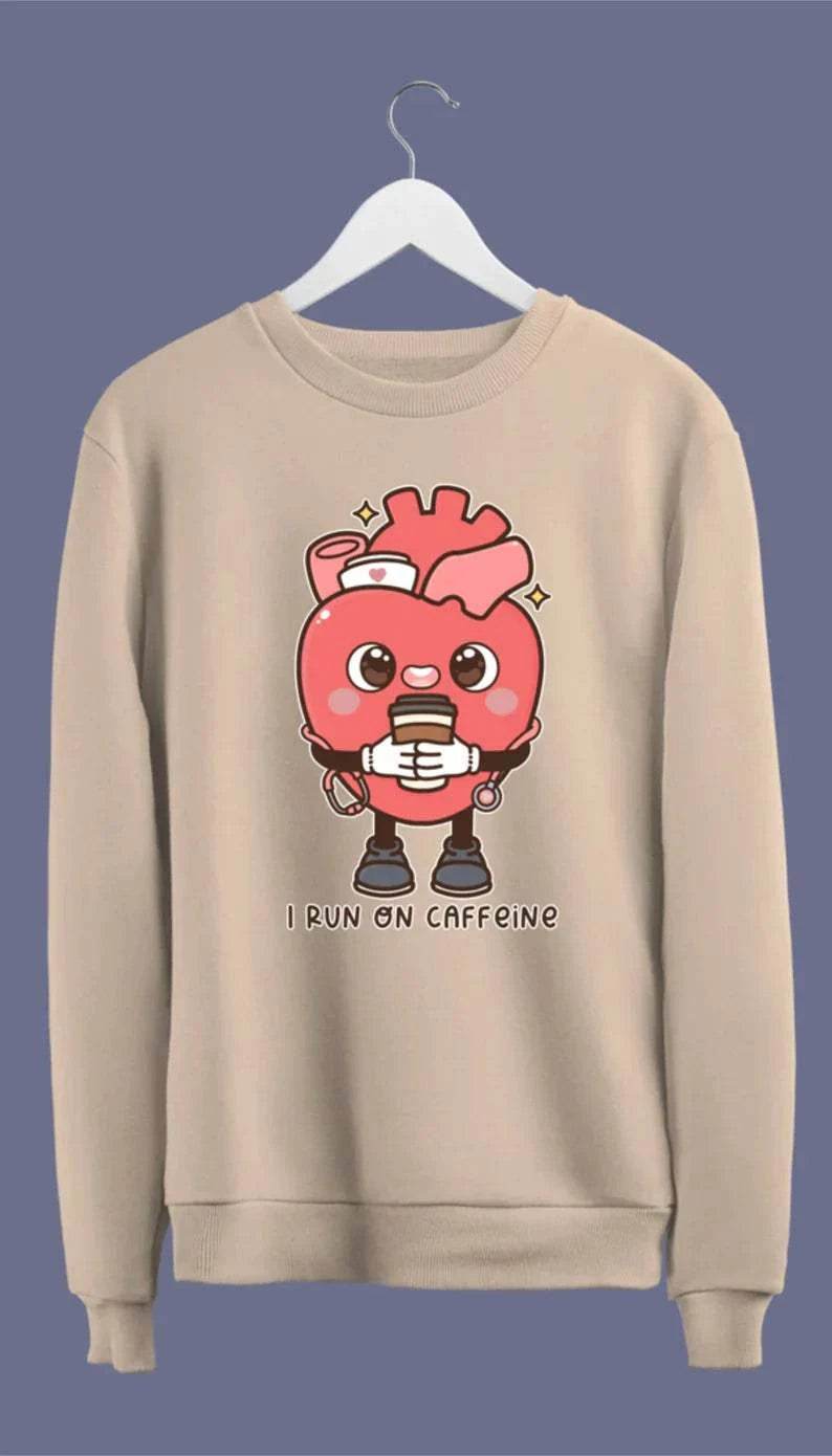 Run On Caffeine Funny Anatomical Love Sweatshirt colour