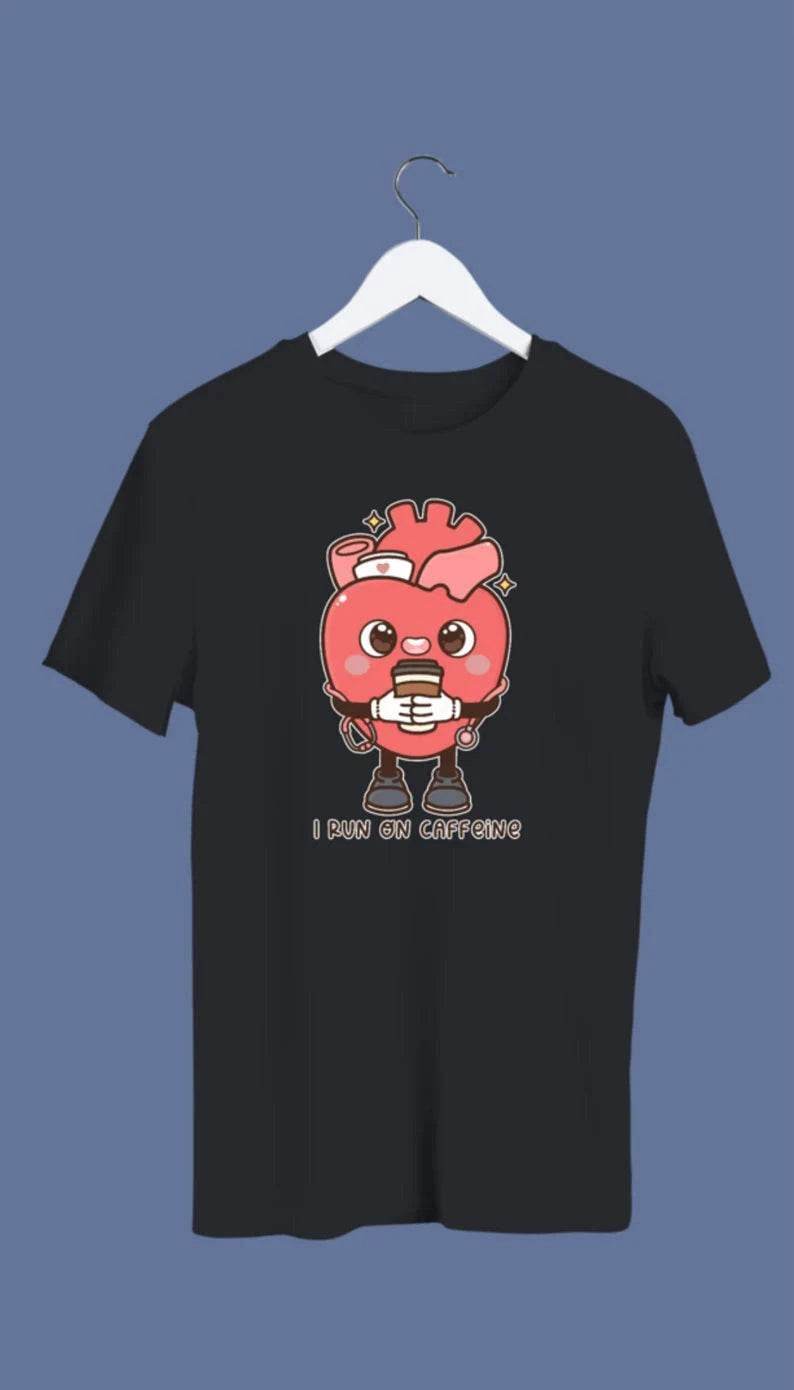 Run On Caffeine Funny Anatomical Love Sweatshirt black half 