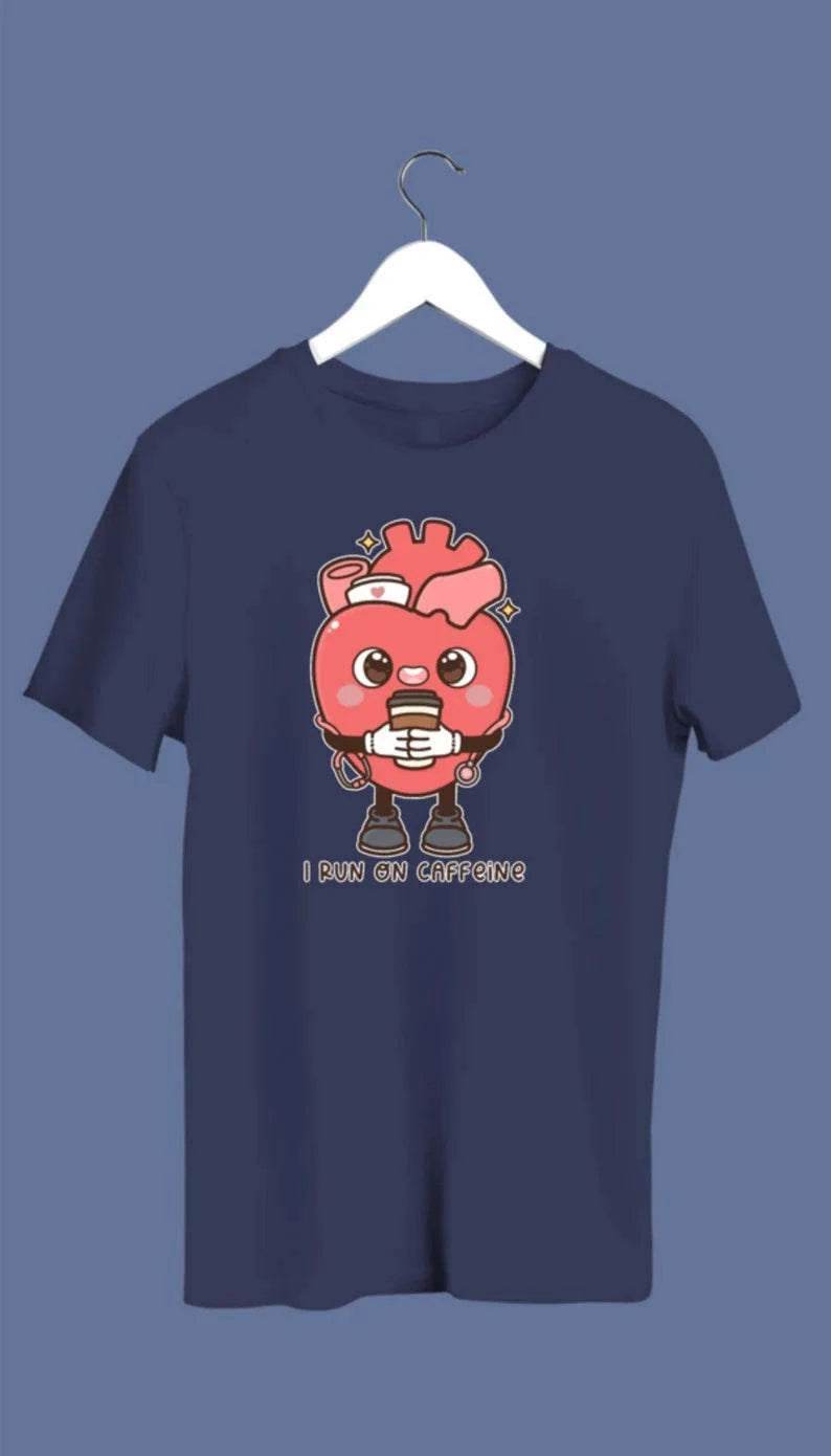 Run On Caffeine Funny Anatomical Love Sweatshirt hanging