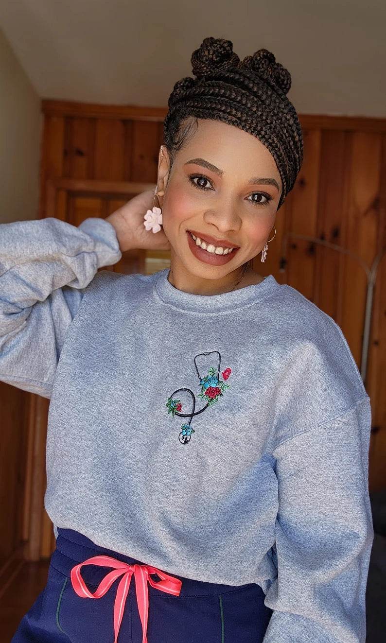 embroidered stethoscope sweatshirt gift for nursing student