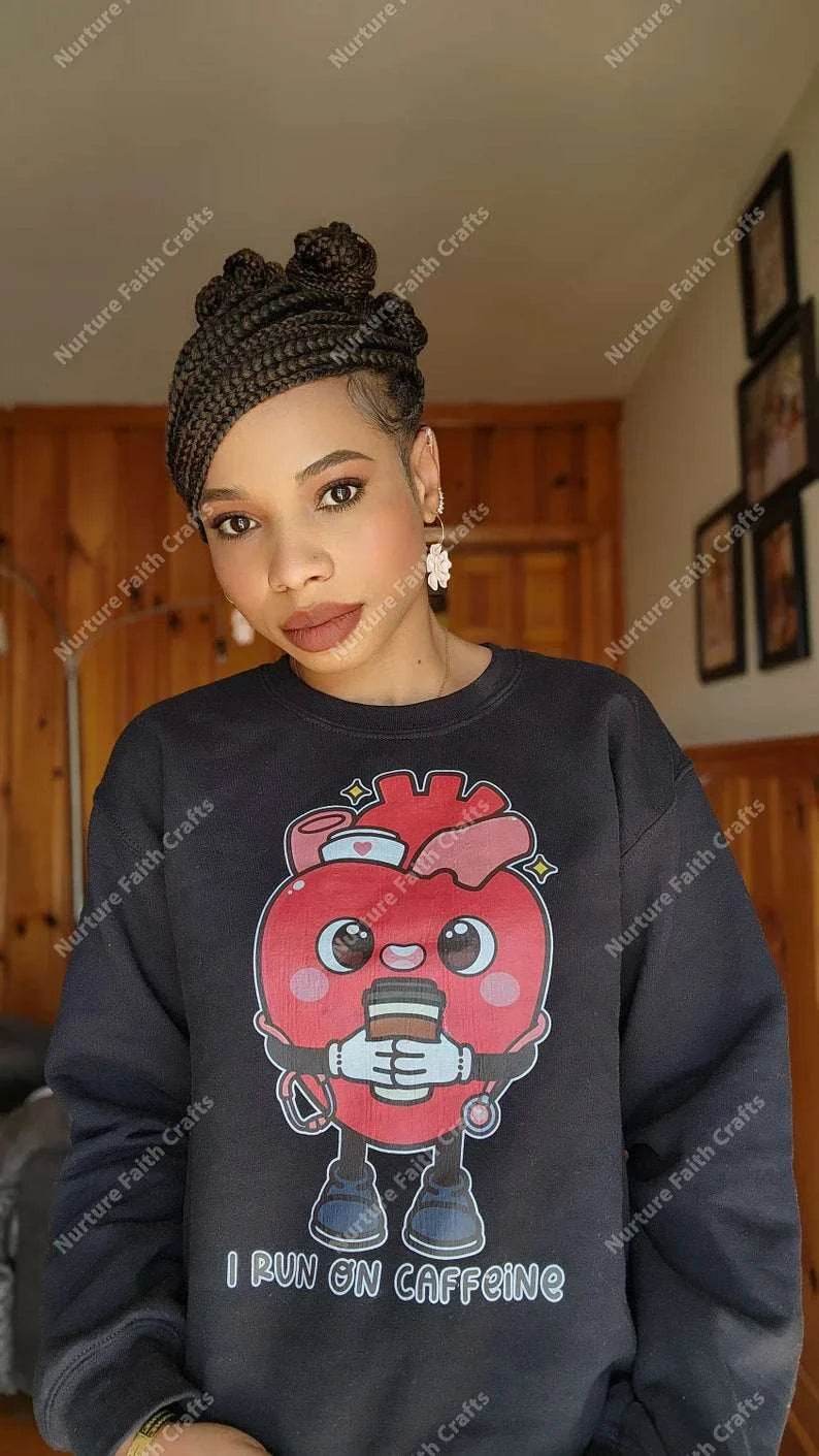 Run On Caffeine Funny Anatomical Love Sweatshirt black