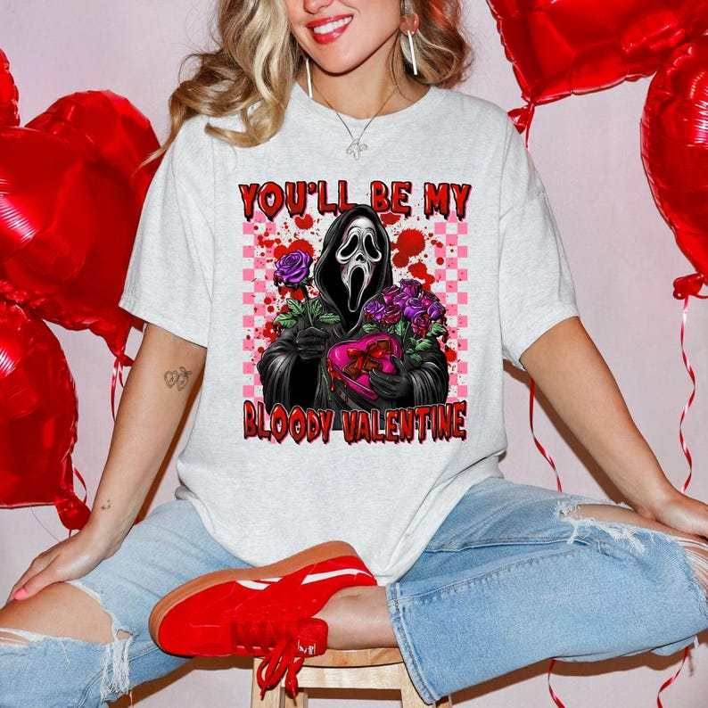 My Bloody Valentine Horror Ghost Sweatshirt white and red