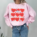 Trendy Nurse Heart Sweatshirt – Cozy Crewneck Shirt pink full